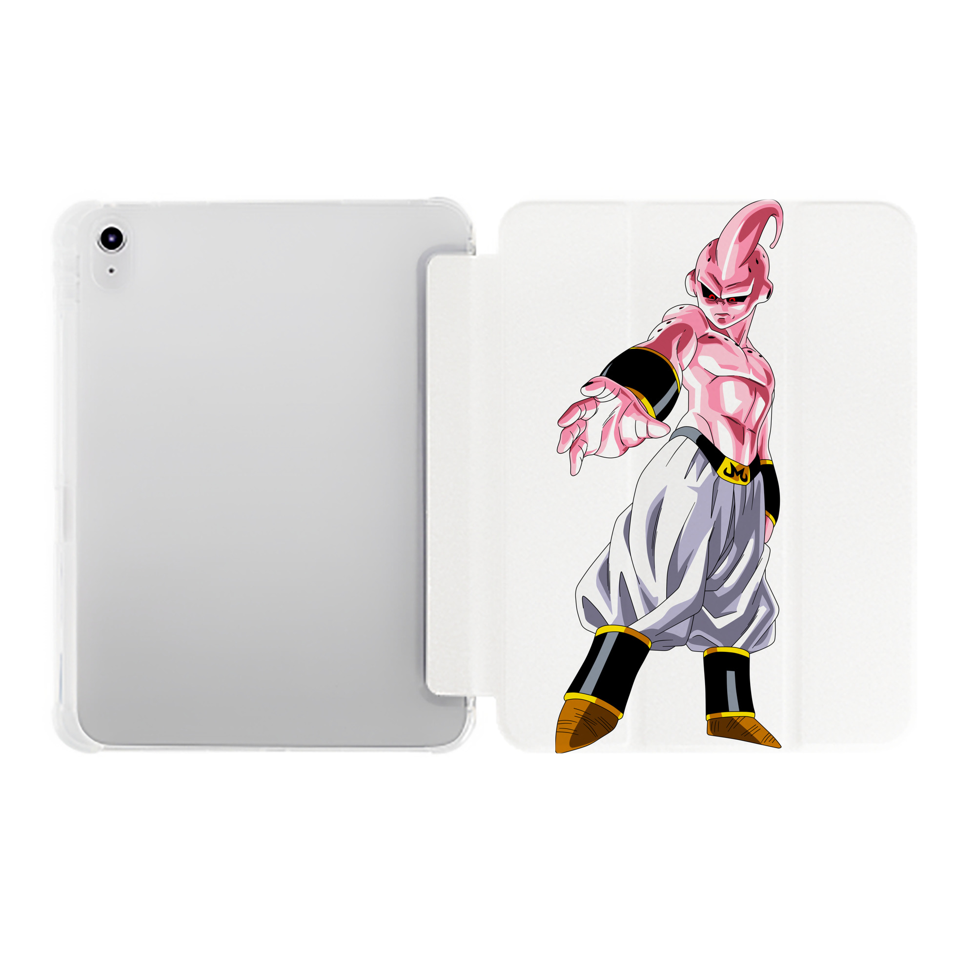 （画像用） ドラゴンボール 魔人ブウ DRAGON BALL Majin Buu IPad ケース ペン収納付き 三つ折りスタンド PUレザー×シリコン 対応機種9.5/10.5/10.9インチ